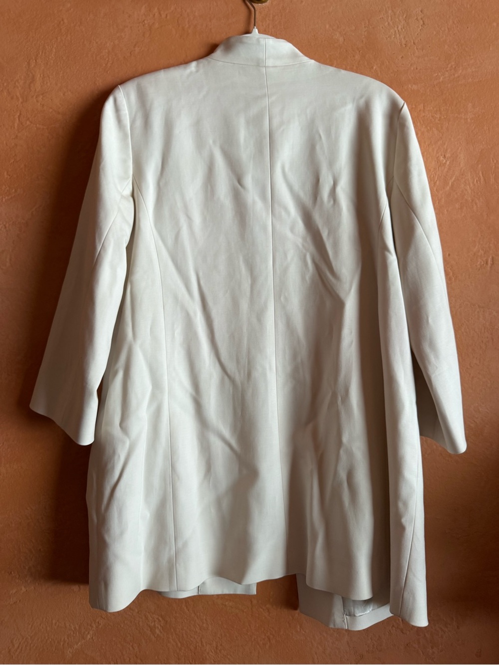 Eileen Fisher Tencel Silk Lined Long Jacket Ivory Medium 3/4 Sleeve - Picture 5 of 7